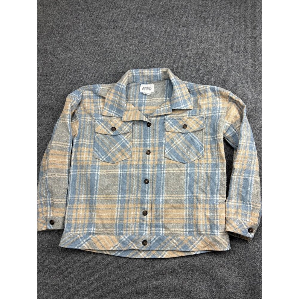 Boston Traders Shacket Shirt Womens XL Plaid Flannel Button Front Long‎ Sleeve